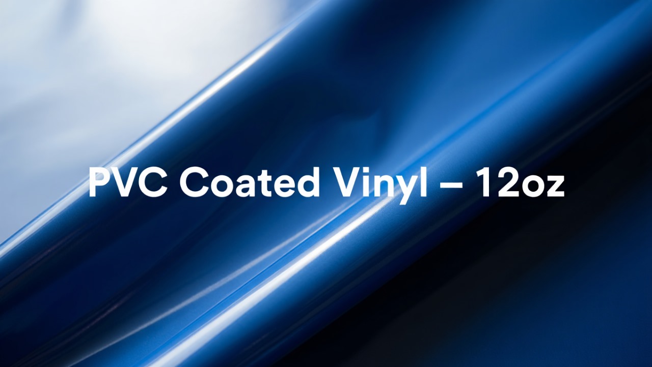 Close-up view of smooth 12oz PVC coated vinyl with semi-gloss finish.