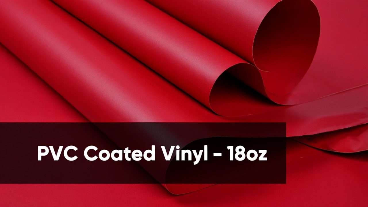 Forest green 18oz PVC coated vinyl with glossy, durable surface and industrial finish.